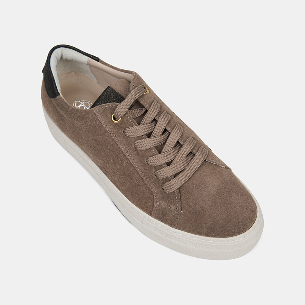 Kadın Vizon Bağcıklı Kalın Tabanlı Süet Deri Sneaker