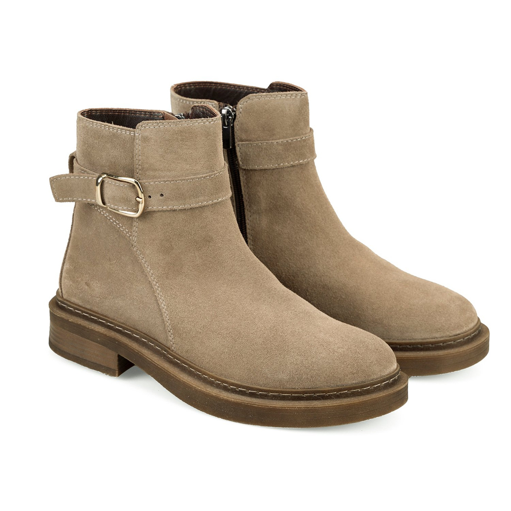 Kadın Vizon Kemer Aksesuarlı Süet Bot