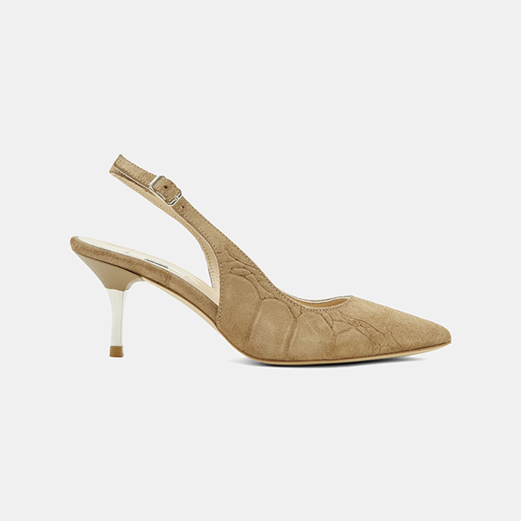 Kadın Vizon Kroko Desenli Sivri Burunlu Süet Stiletto