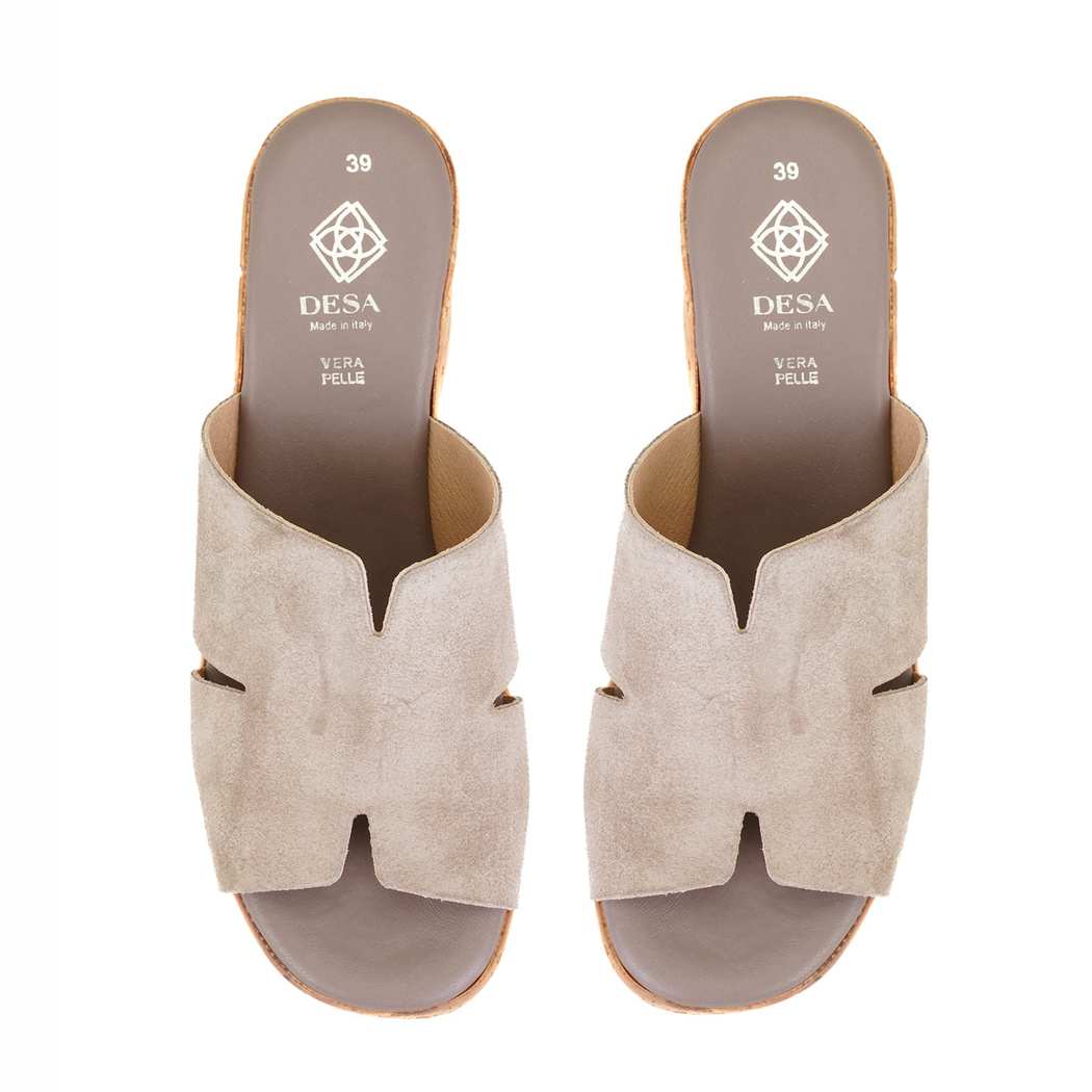 Kadın Vizon Platform Topuklu Deri Terlik