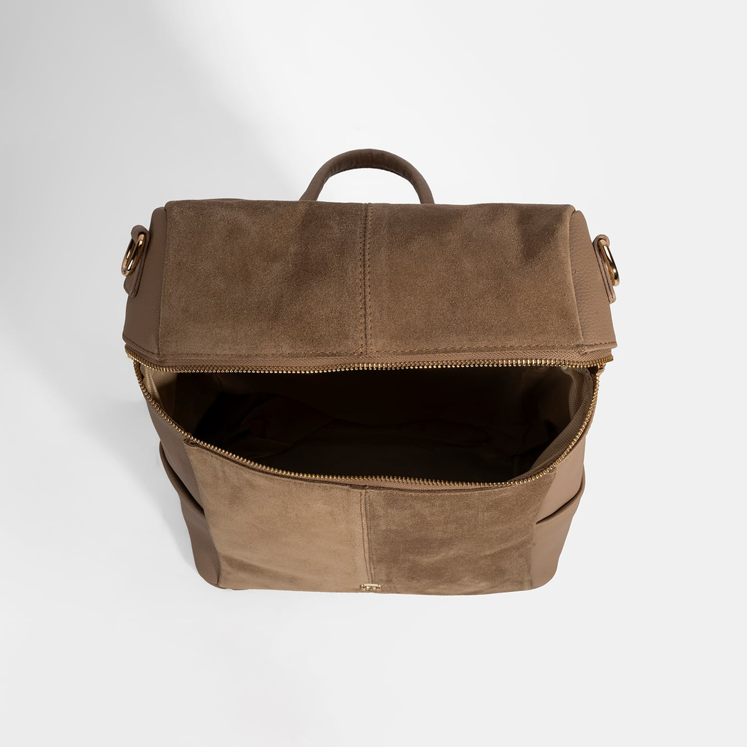 Kadın Vizon Süet Detaylı Fermuarlı Sırt Çantası