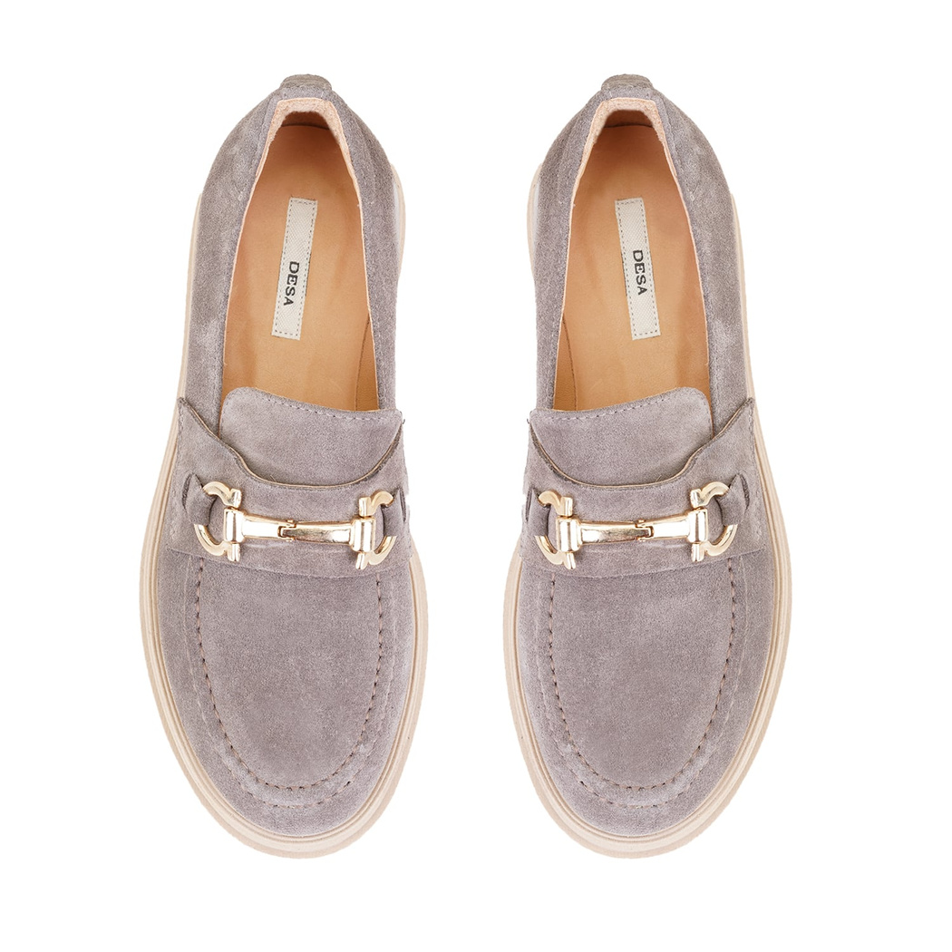 Kadın Vizon Toka Aksesuarlı Süet Deri Loafer