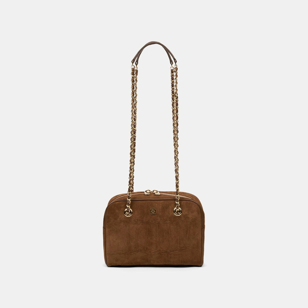 Kadın Vizon Zincir Askılı Süet Deri Omuz Çantası