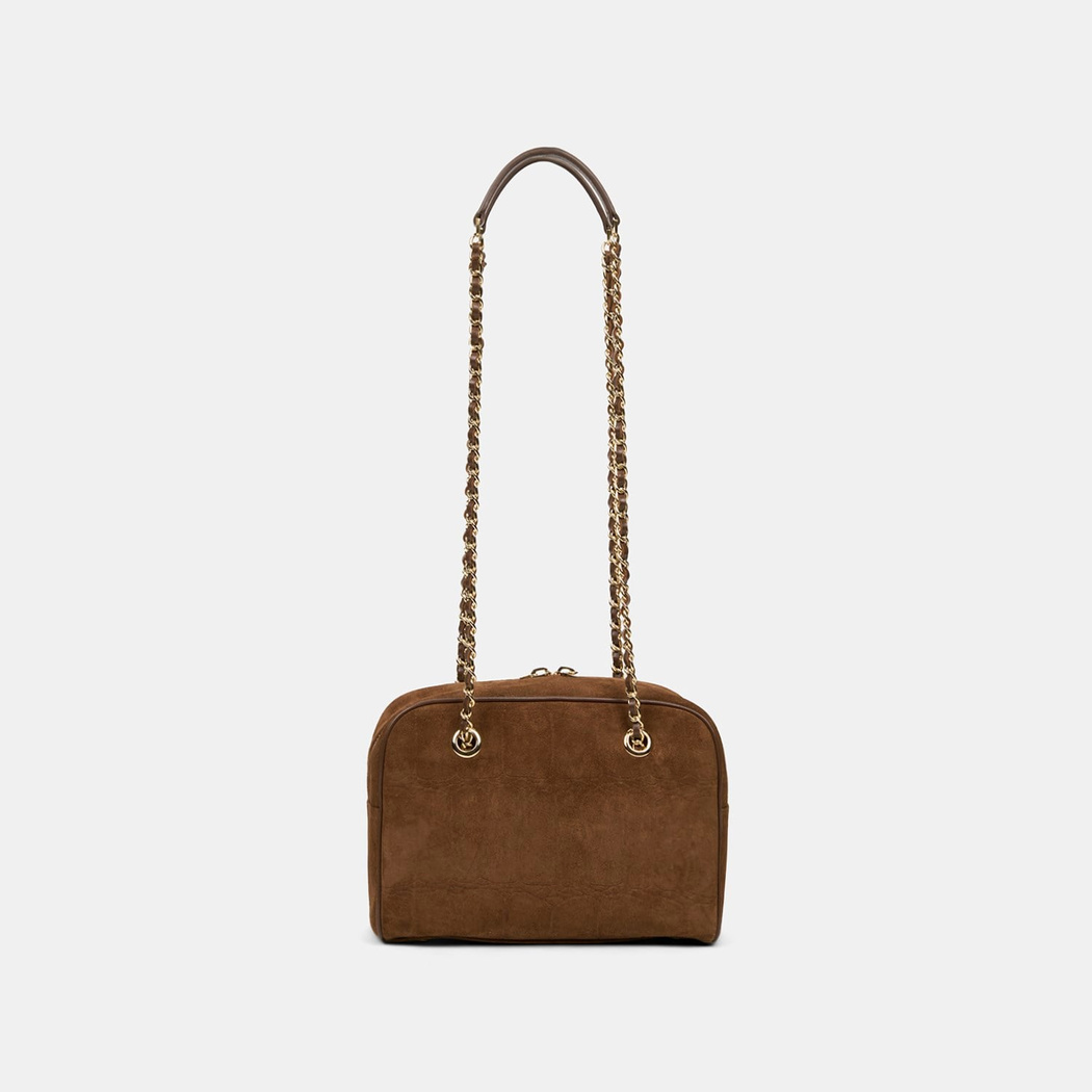 Kadın Vizon Zincir Askılı Süet Deri Omuz Çantası