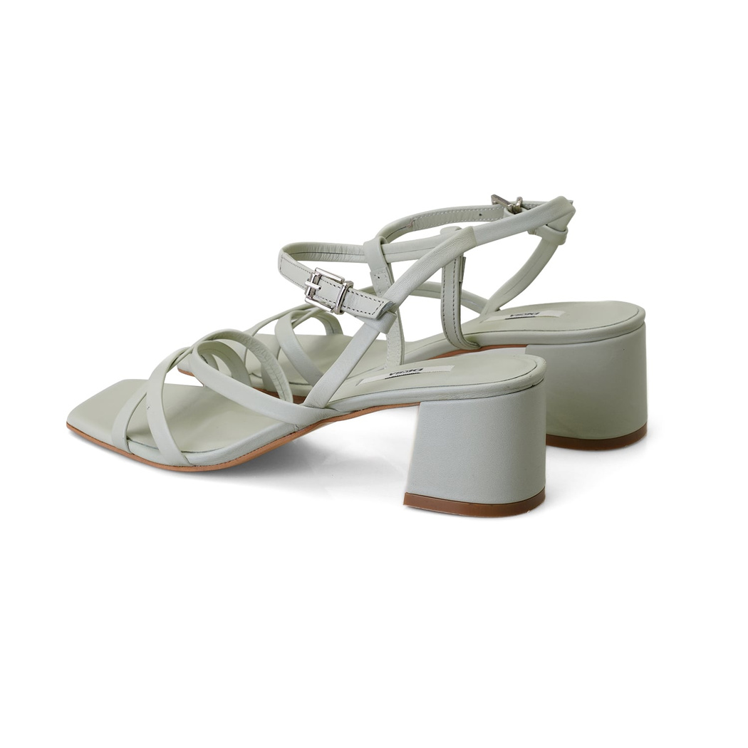 Kadın Yeşil Ayarlanabilir Tokalı Topuklu Deri Sandalet
