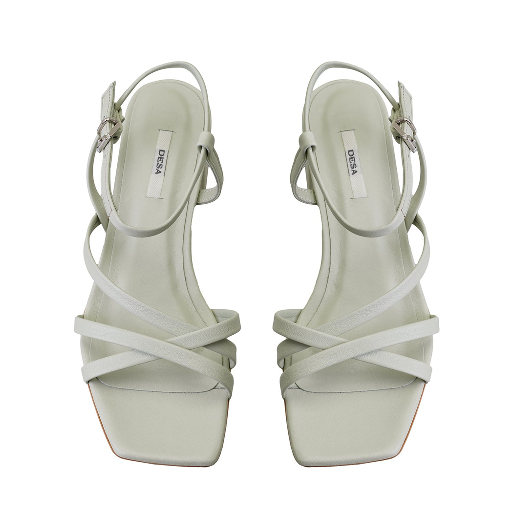 Kadın Yeşil Ayarlanabilir Tokalı Topuklu Deri Sandalet