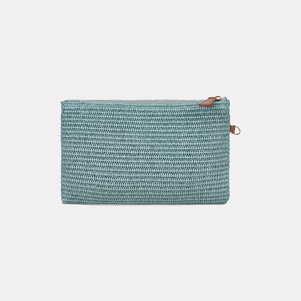 Kadın Yeşil Deniz Kabuğu Aksesuarlı Hasır Clutch