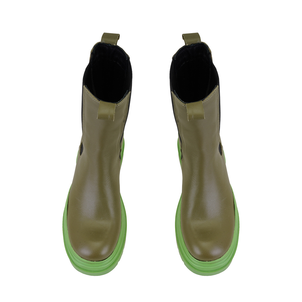 Kadın Yeşil Deri Chelsea Bot
