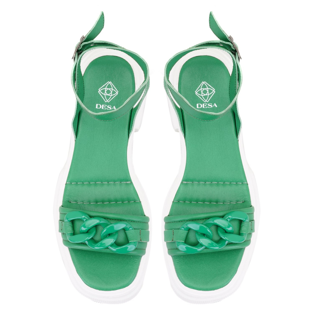 Kadın Yeşil Deri Sandalet