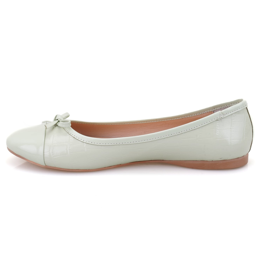 Kadın Yeşil Kroko Baskılı Deri Babet