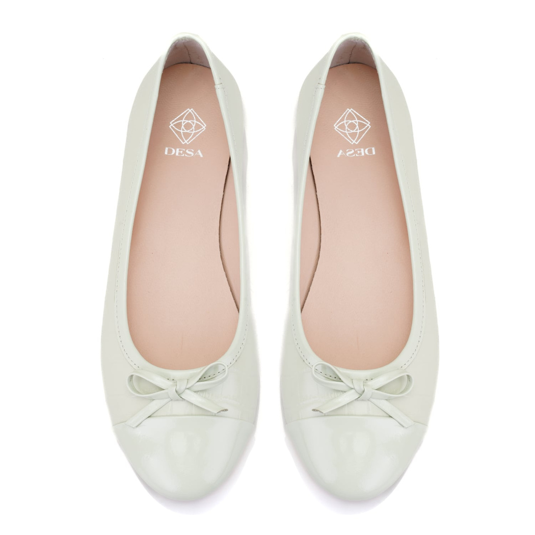 Kadın Yeşil Kroko Baskılı Deri Babet