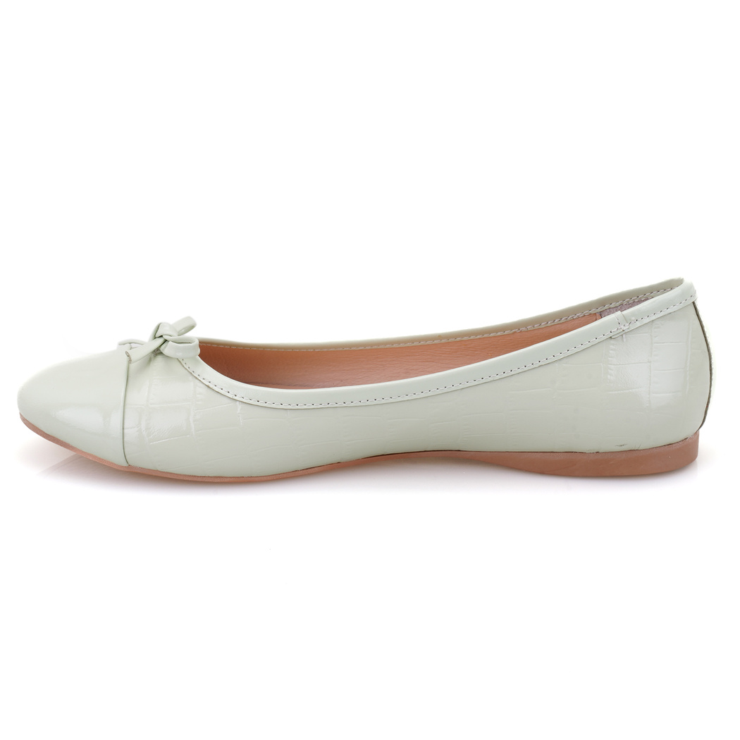 Kadın Yeşil Kroko Baskılı Deri Babet