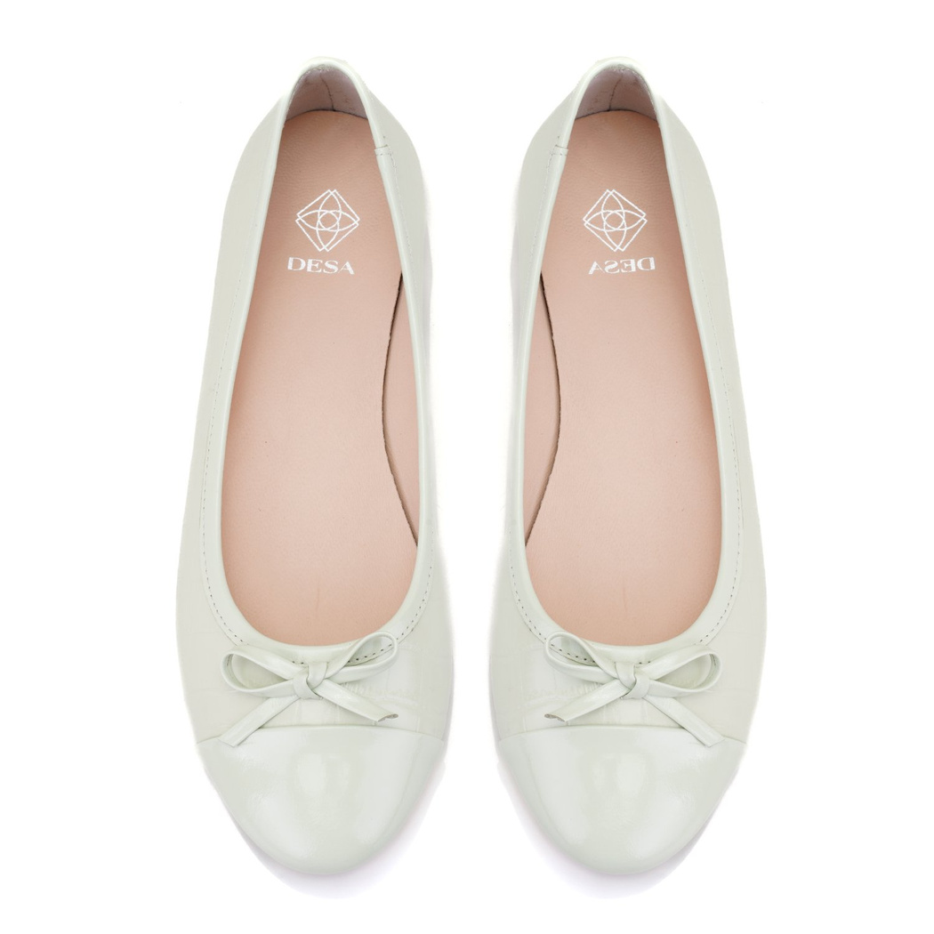 Kadın Yeşil Kroko Baskılı Deri Babet