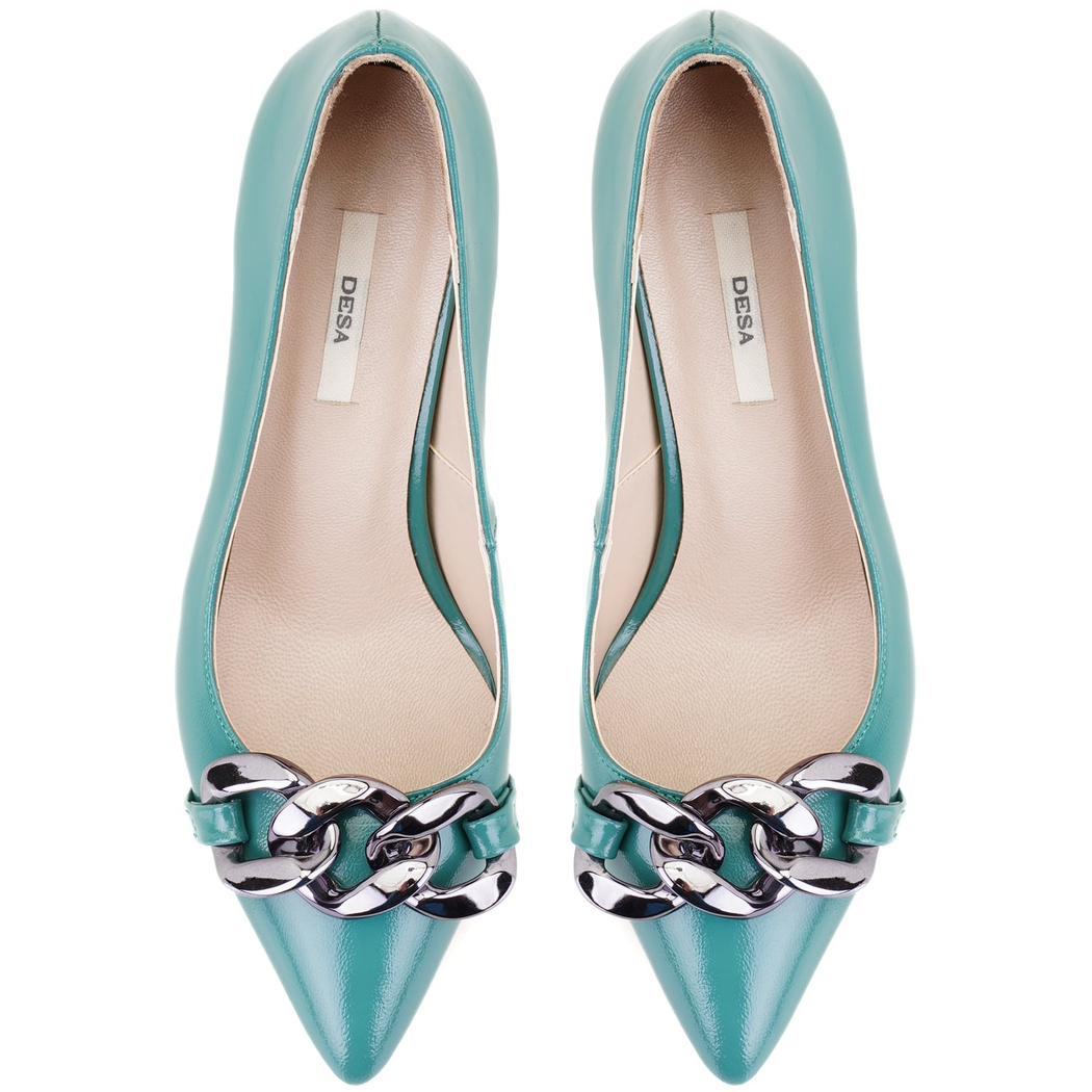 Kadın Yeşil Rugan Deri Abiye Ayakkabı