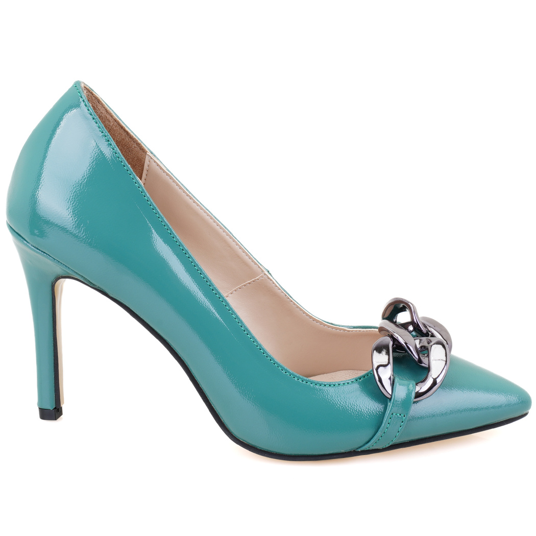 Kadın Yeşil Rugan Deri Abiye Ayakkabı