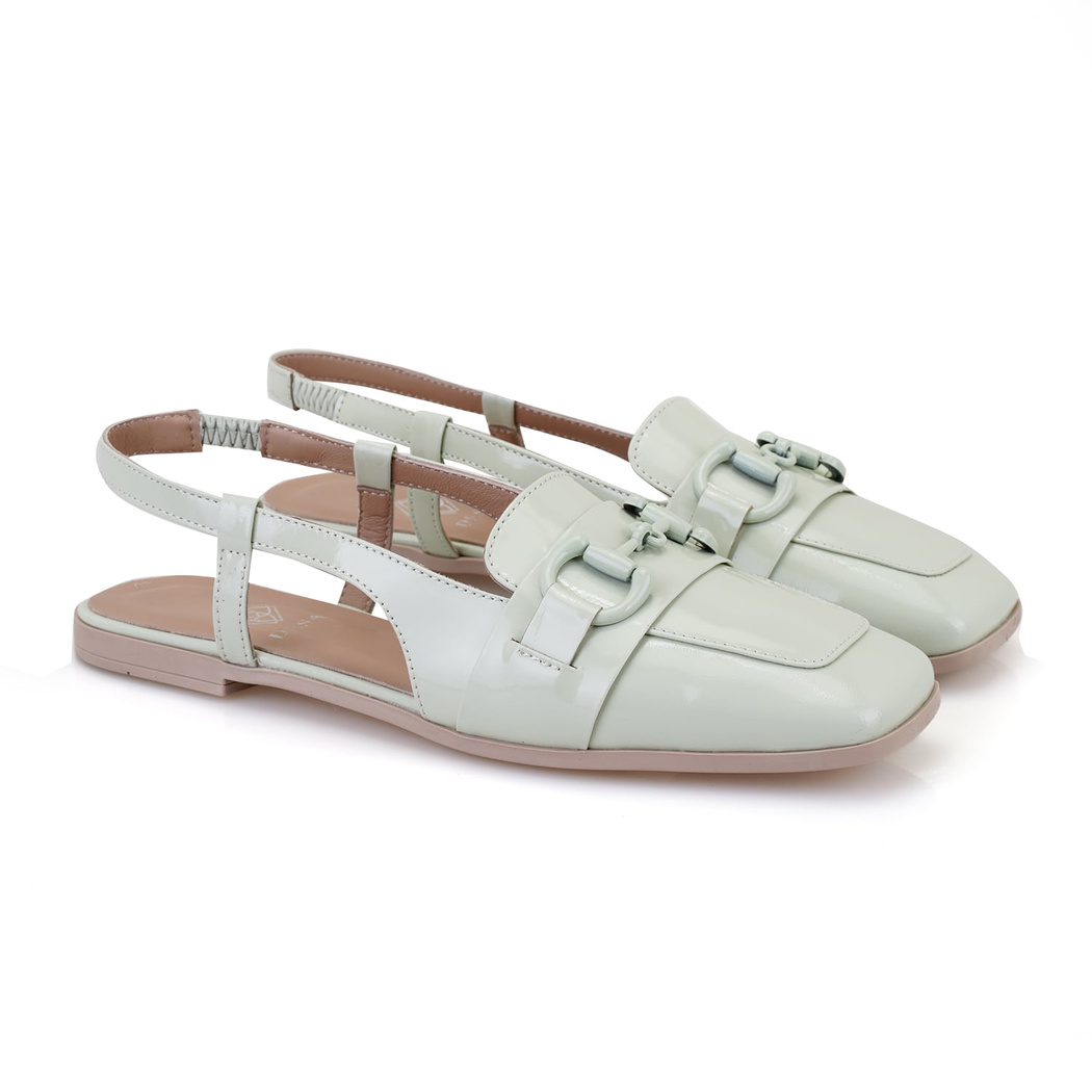 Kadın Yeşil Rugan Deri Babet