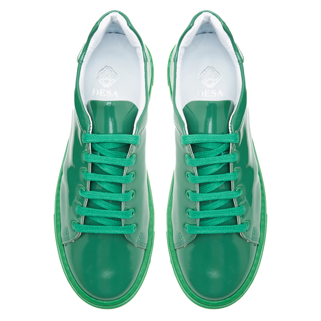 Kadın Yeşil Rugan Deri Spor Ayakkabı