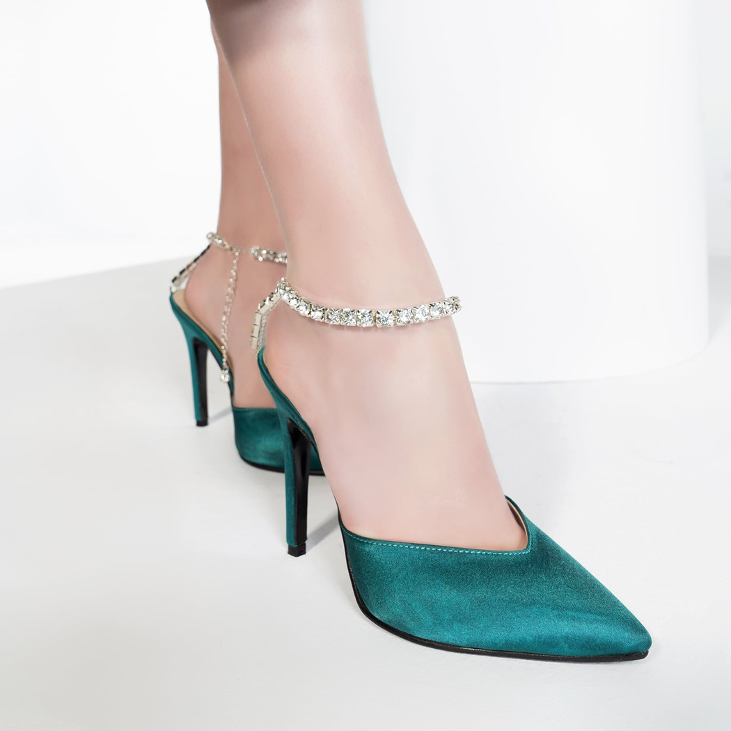 Kadın Yeşil Saten Abiye Ayakkabı