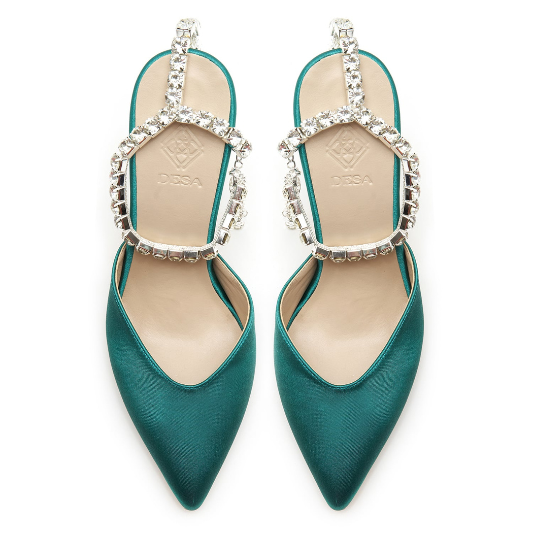 Kadın Yeşil Saten Abiye Ayakkabı