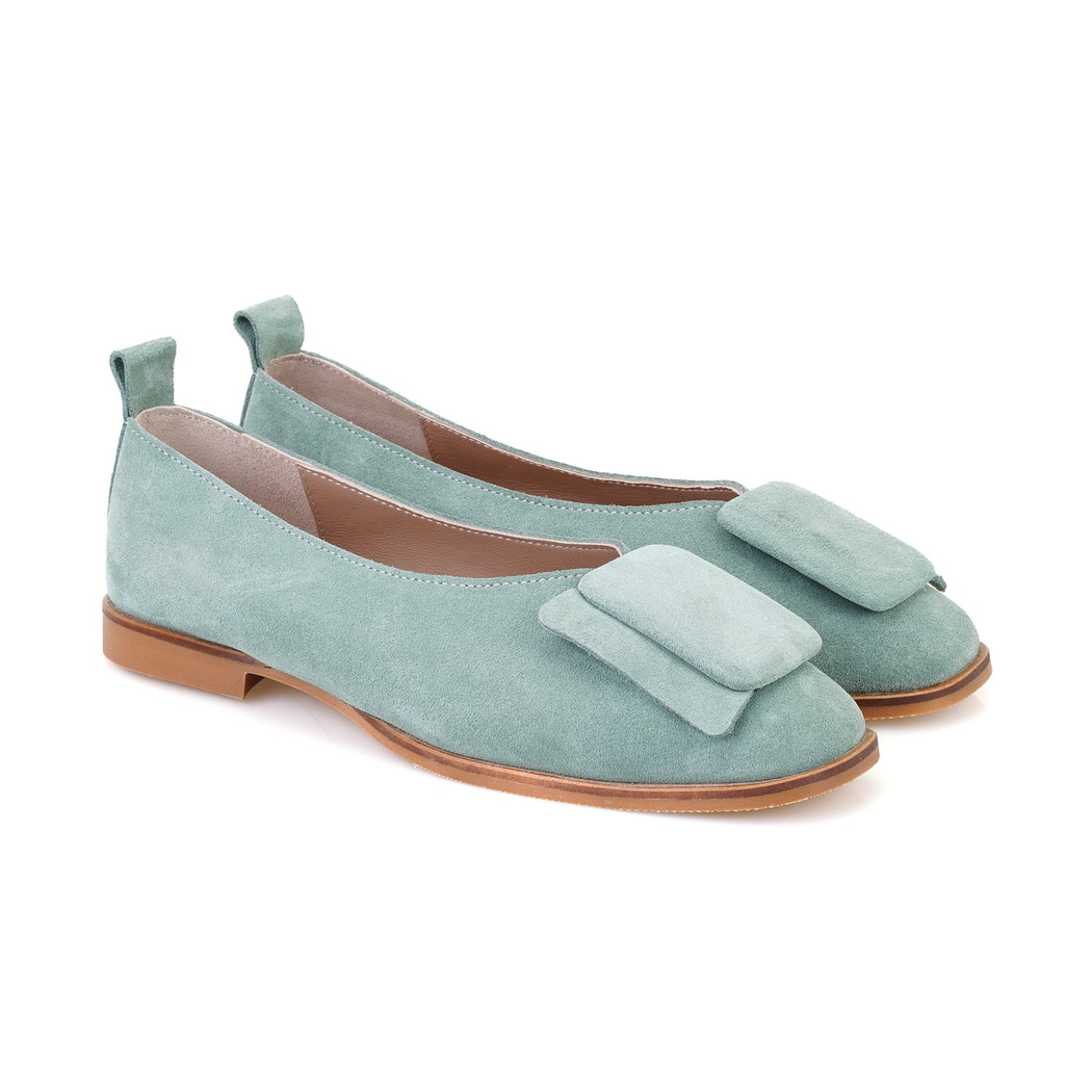 Kadın Yeşil Süet Deri Babet