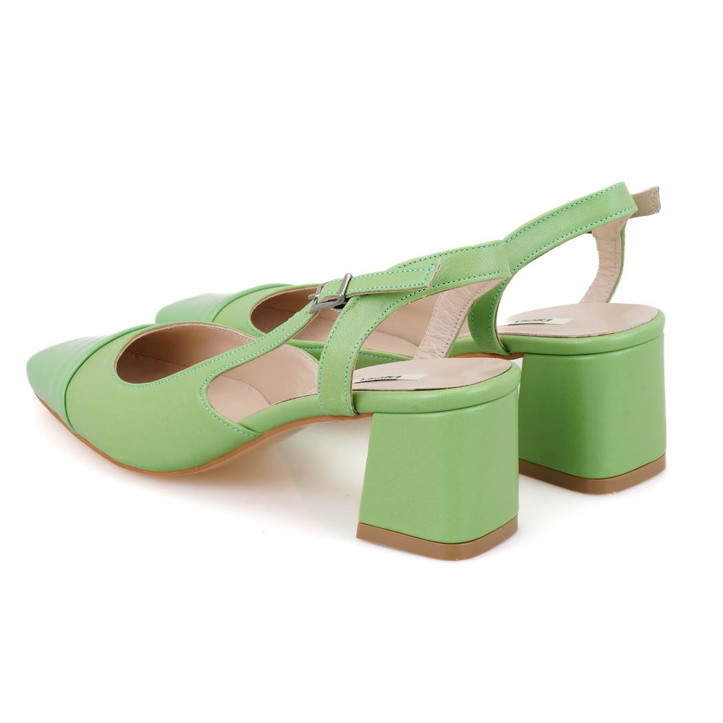 Kadın Yeşil Topuklu Deri Ayakkabı