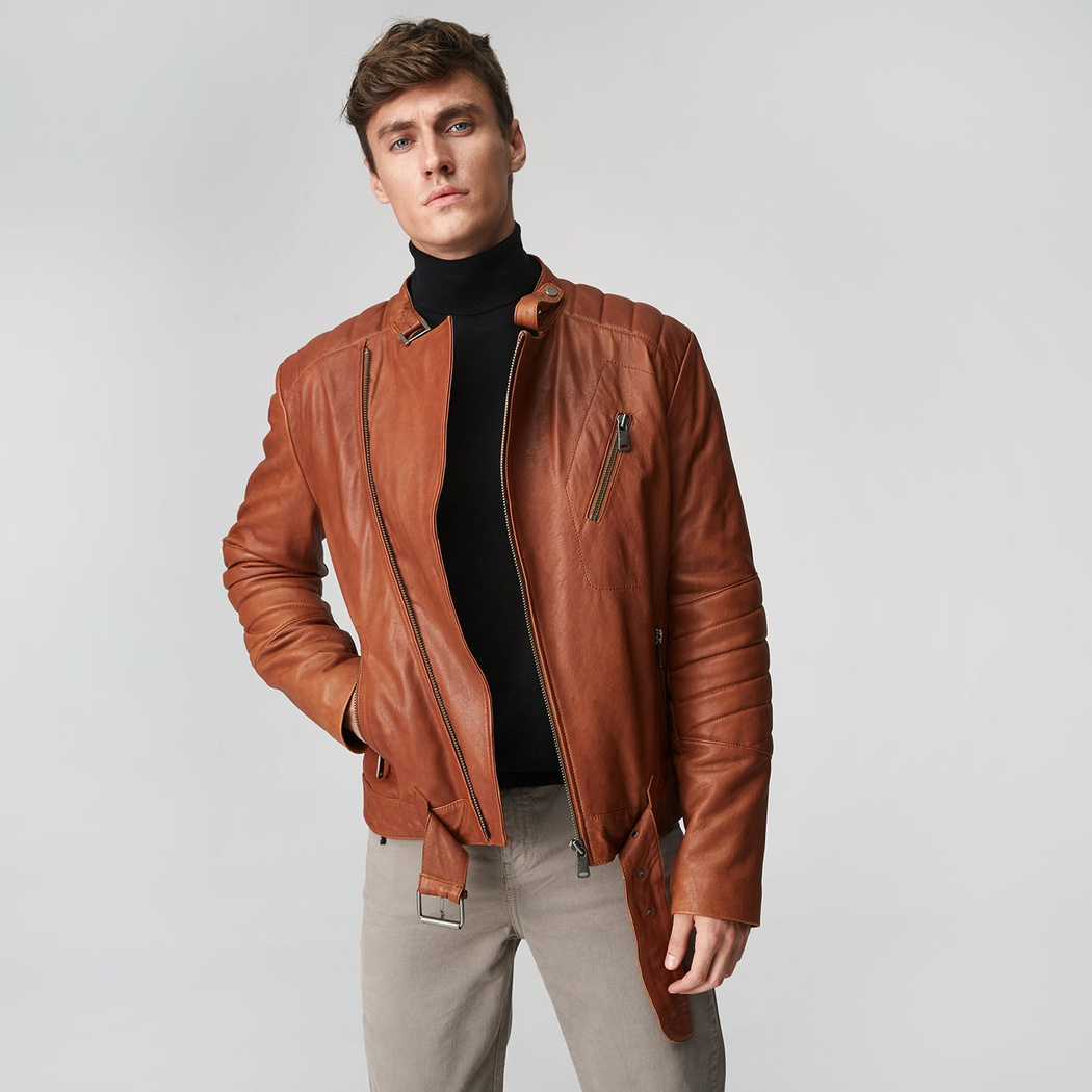 Kahve Colombano Erkek Deri Mont