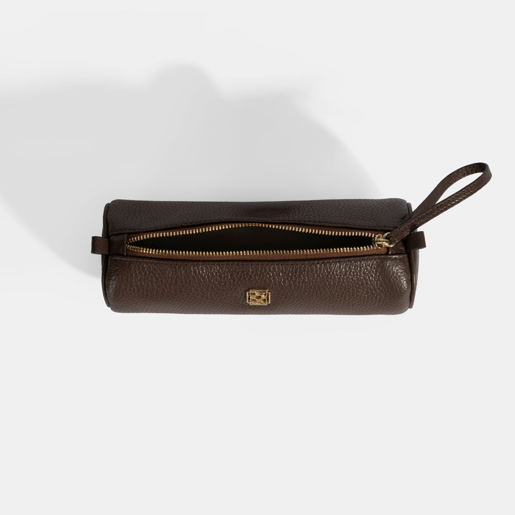 Kahve Deri Kalemlik/Tıraş/Makyaj Çantası