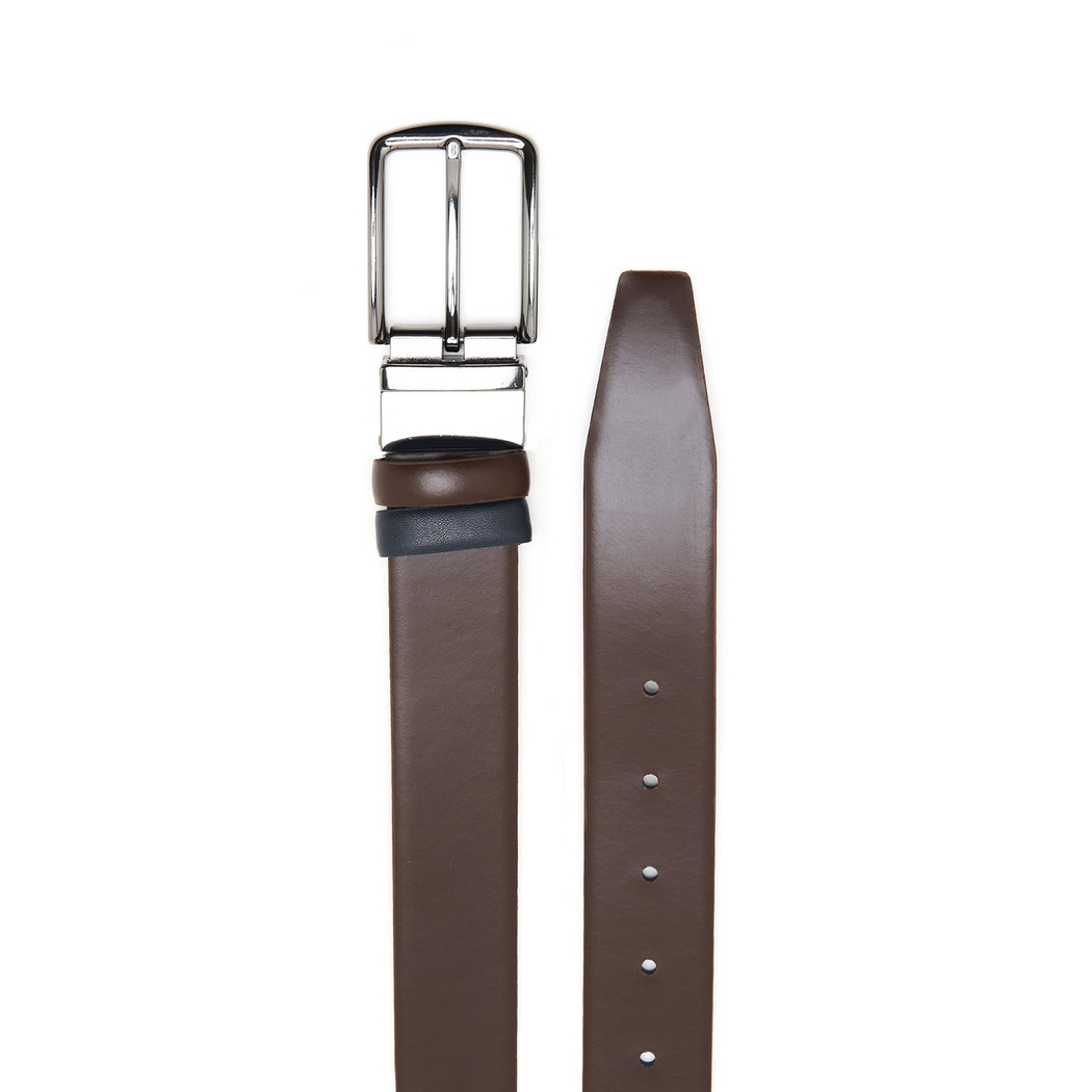 Kahve Erkek Çift Taraflı Deri Kemer