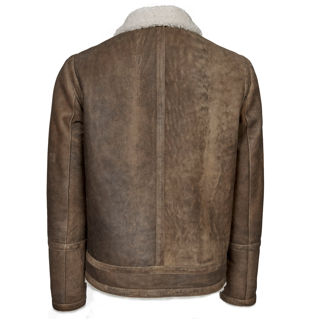 Kahve Erkek Kürklü Deri Mont