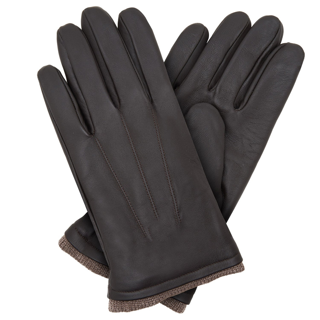 Kahve Erkek Yünlü Deri Eldiven