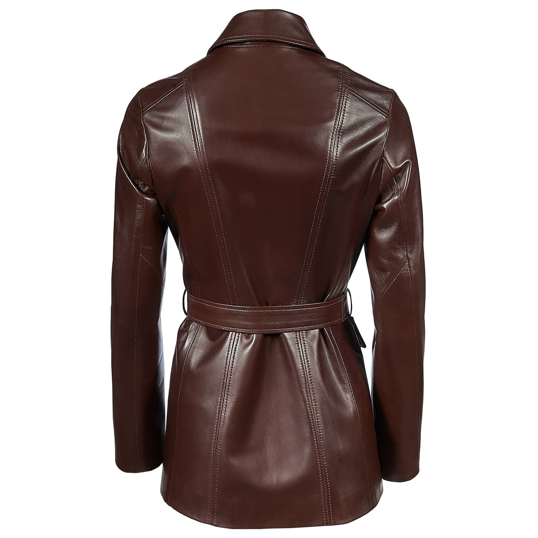 Kahve Giovanna Kadın Deri Kaban