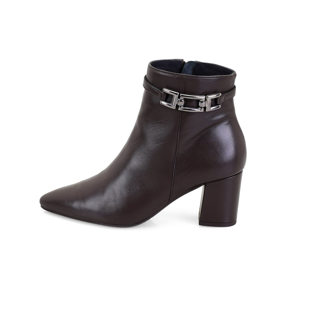 Kahve Kadın DesaComfort Toka Aksesuarlı Topuklu Deri Bot