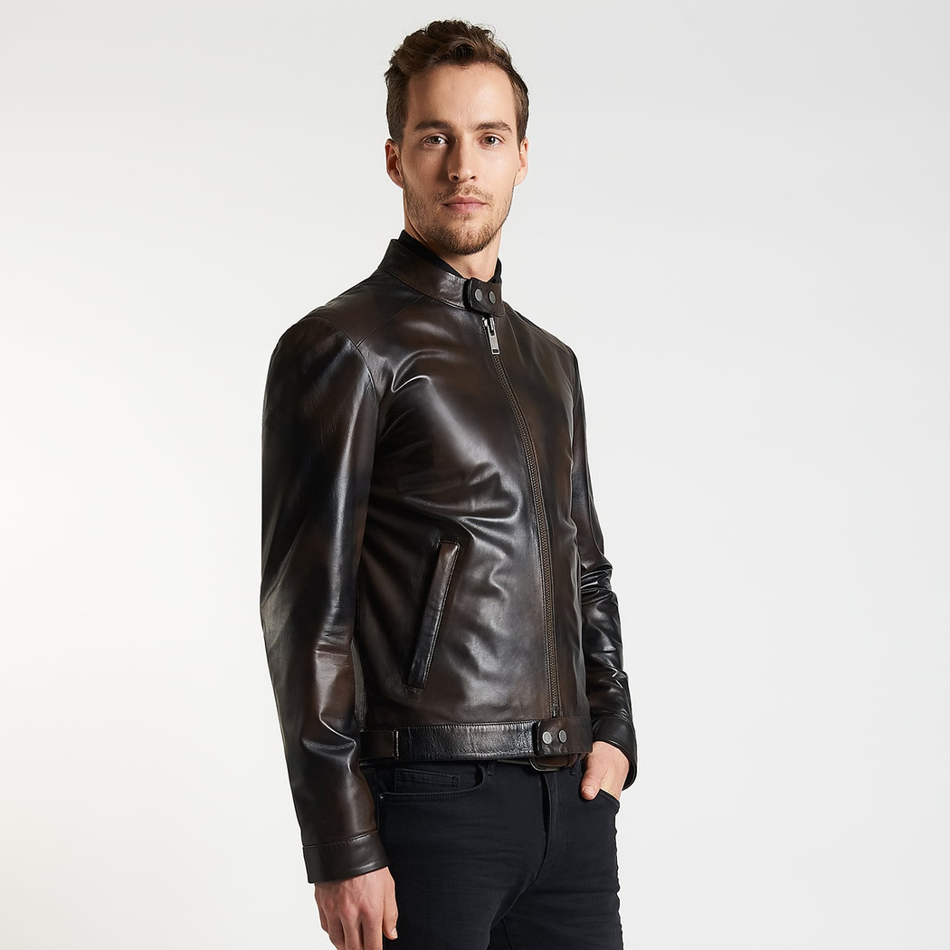 Kahve Kieran Erkek Deri Mont