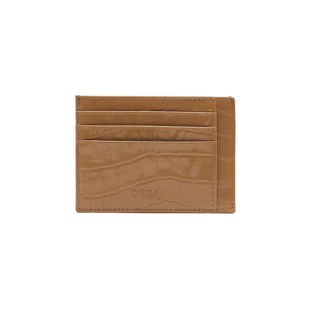 Kahve Kroko Baskılı Deri Kartlık