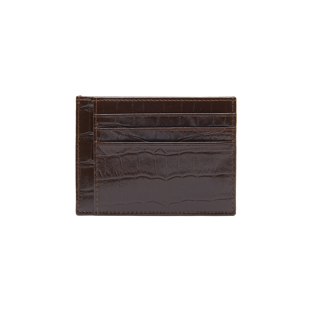Kahve Kroko Baskılı Deri Kartlık
