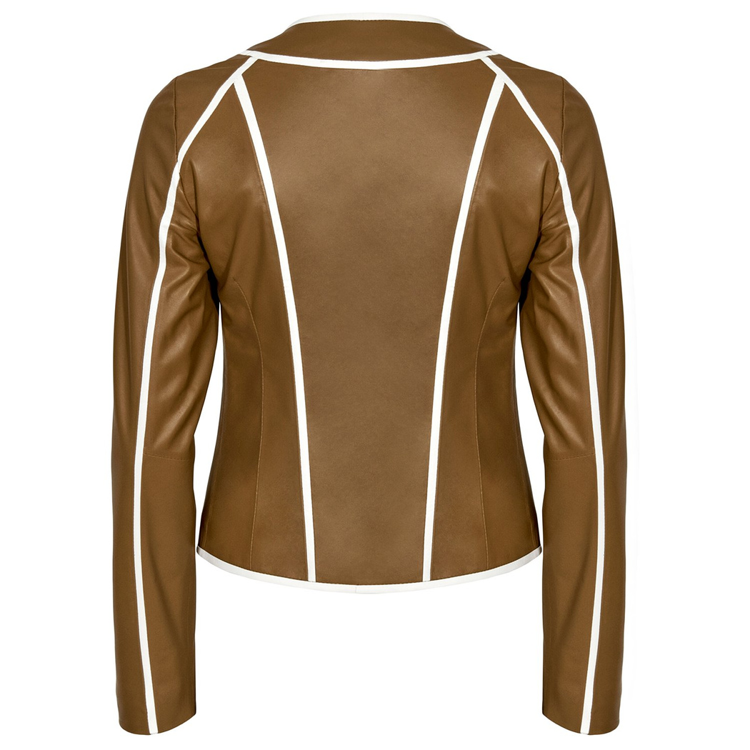 Kahve Leoma Kadın Deri Ceket