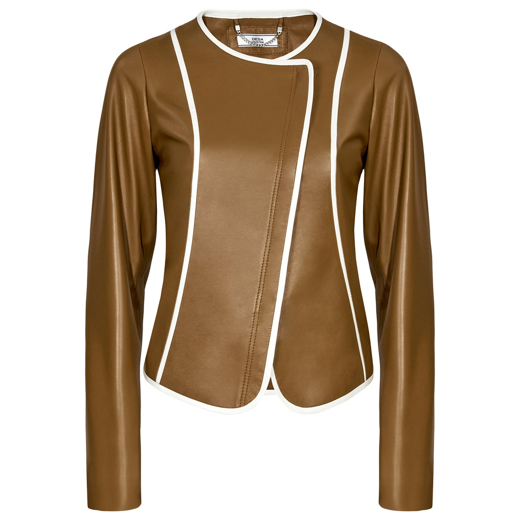 Kahve Leoma Kadın Deri Ceket