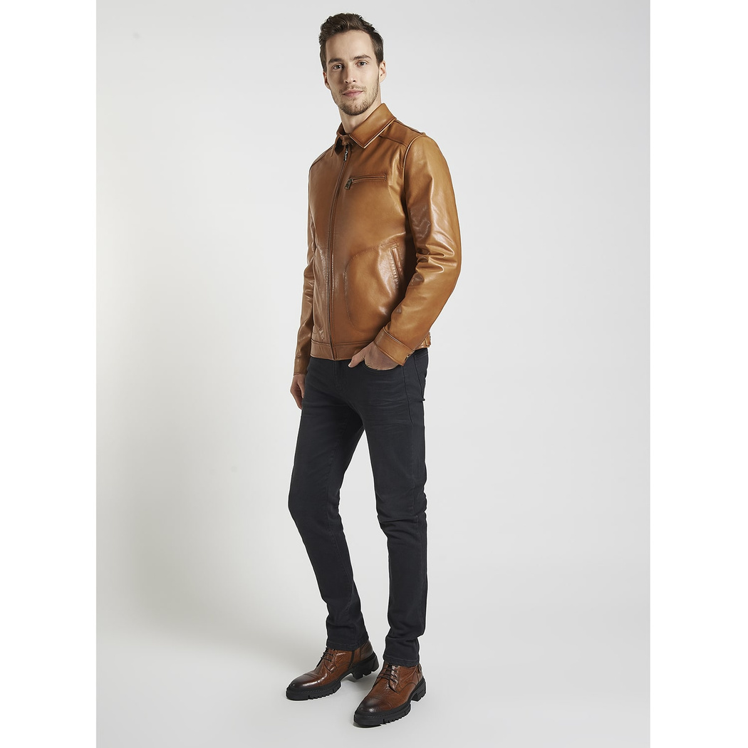 Kahve Mendes Erkek Deri Mont