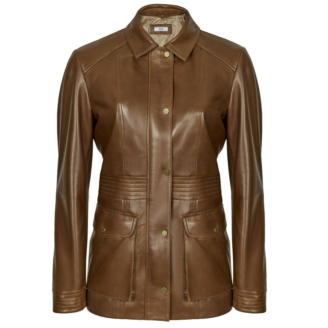 Kahve Sandra Kadın Deri Kaban