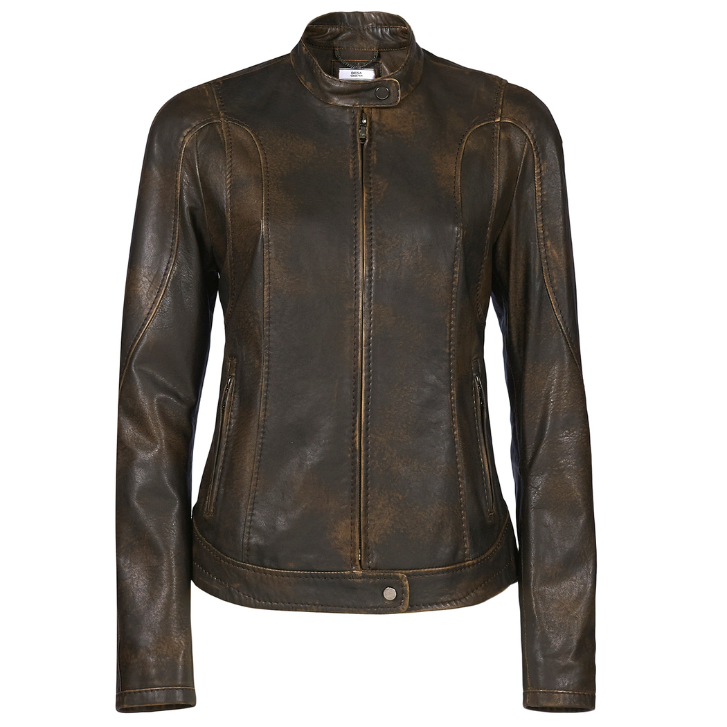 Kahve Tracy Kadın Deri Biker Mont