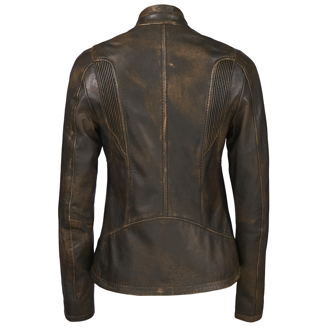 Kahve Tracy Kadın Deri Biker Mont