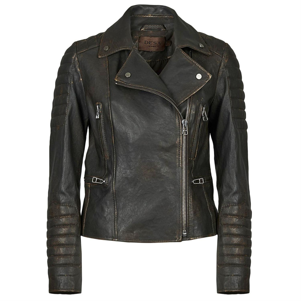 Kahve Vintage Kadın Deri Mont