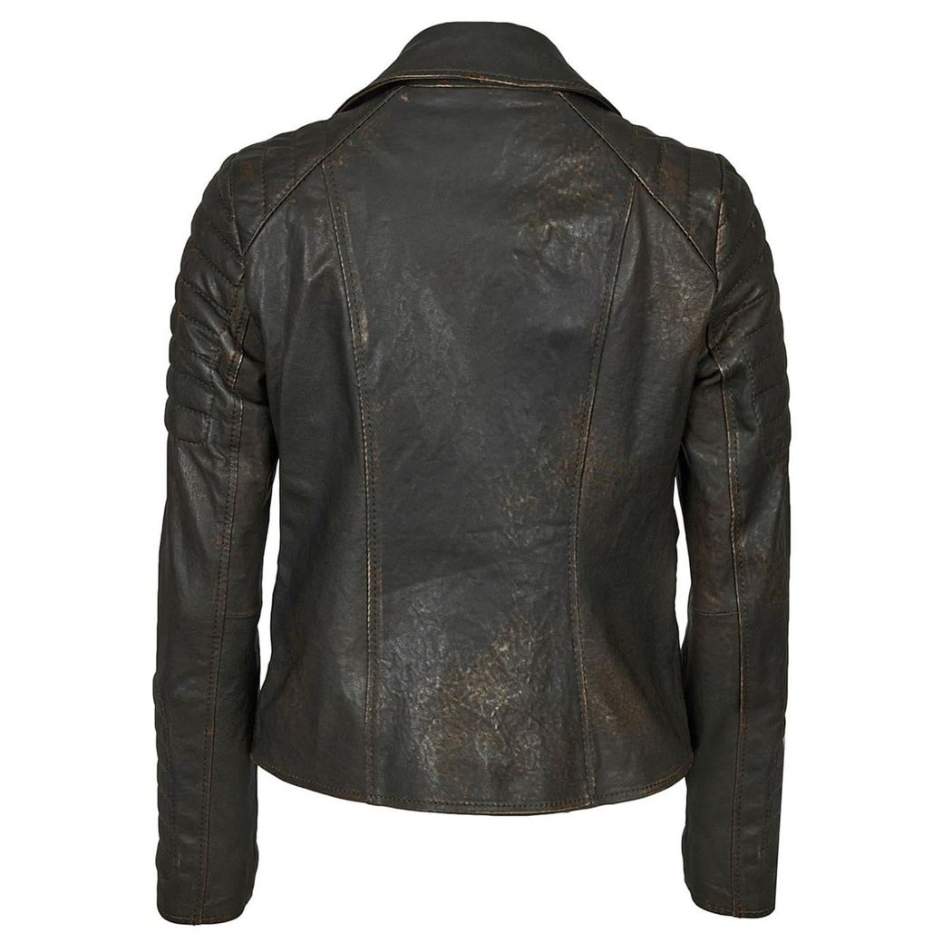 Kahve Vintage Kadın Deri Mont