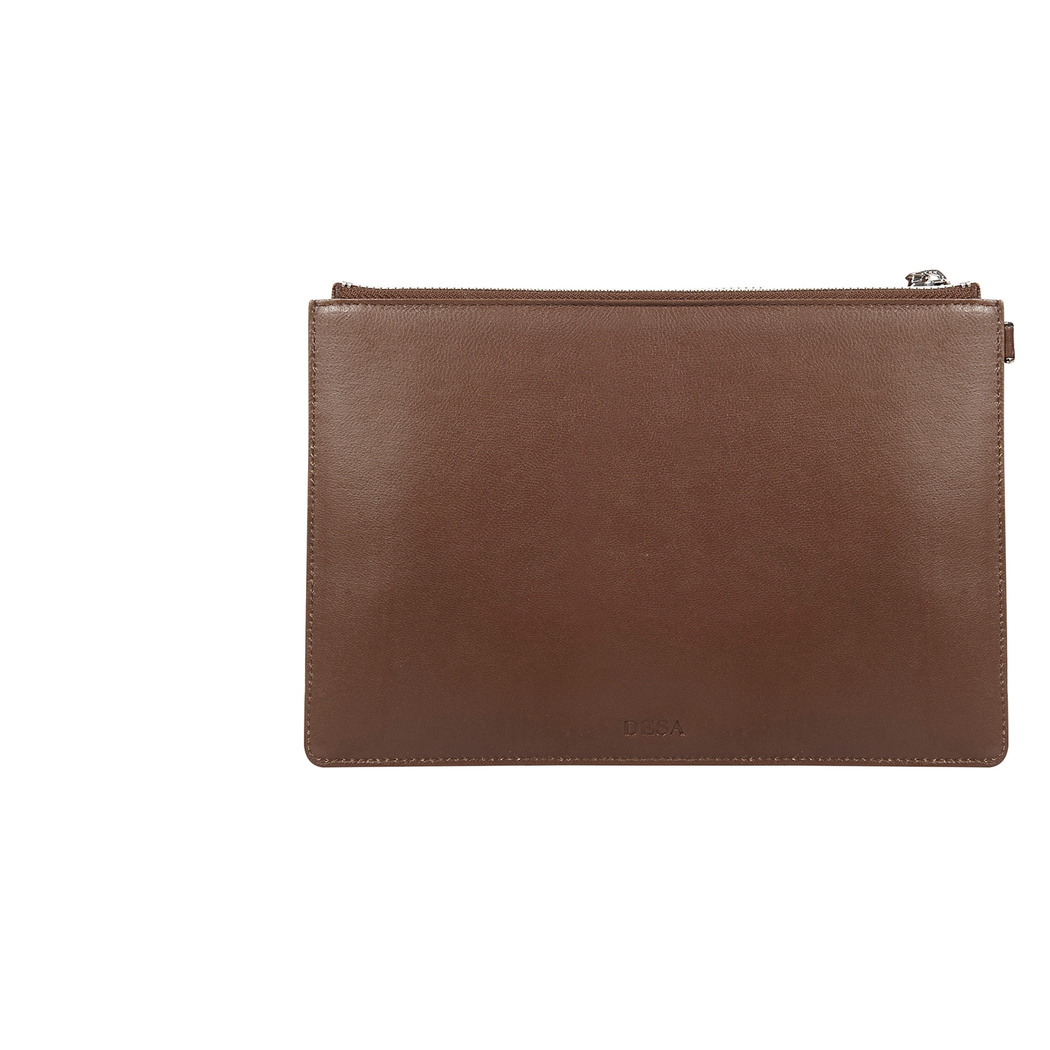 Kahve Yıldızlı Kadın Deri Clutch