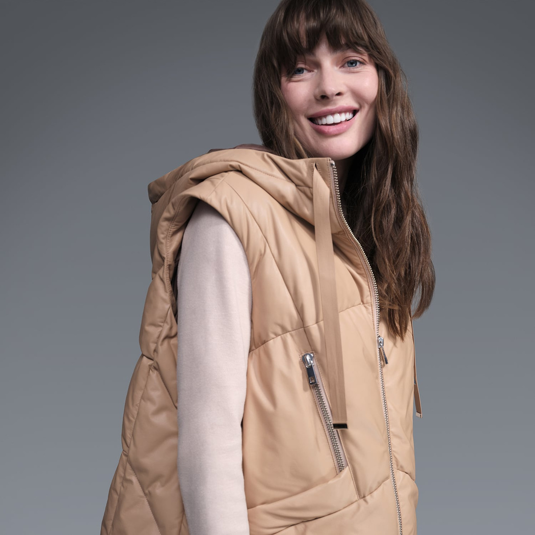 Karen Bej Kadın Puffer Deri Yelek