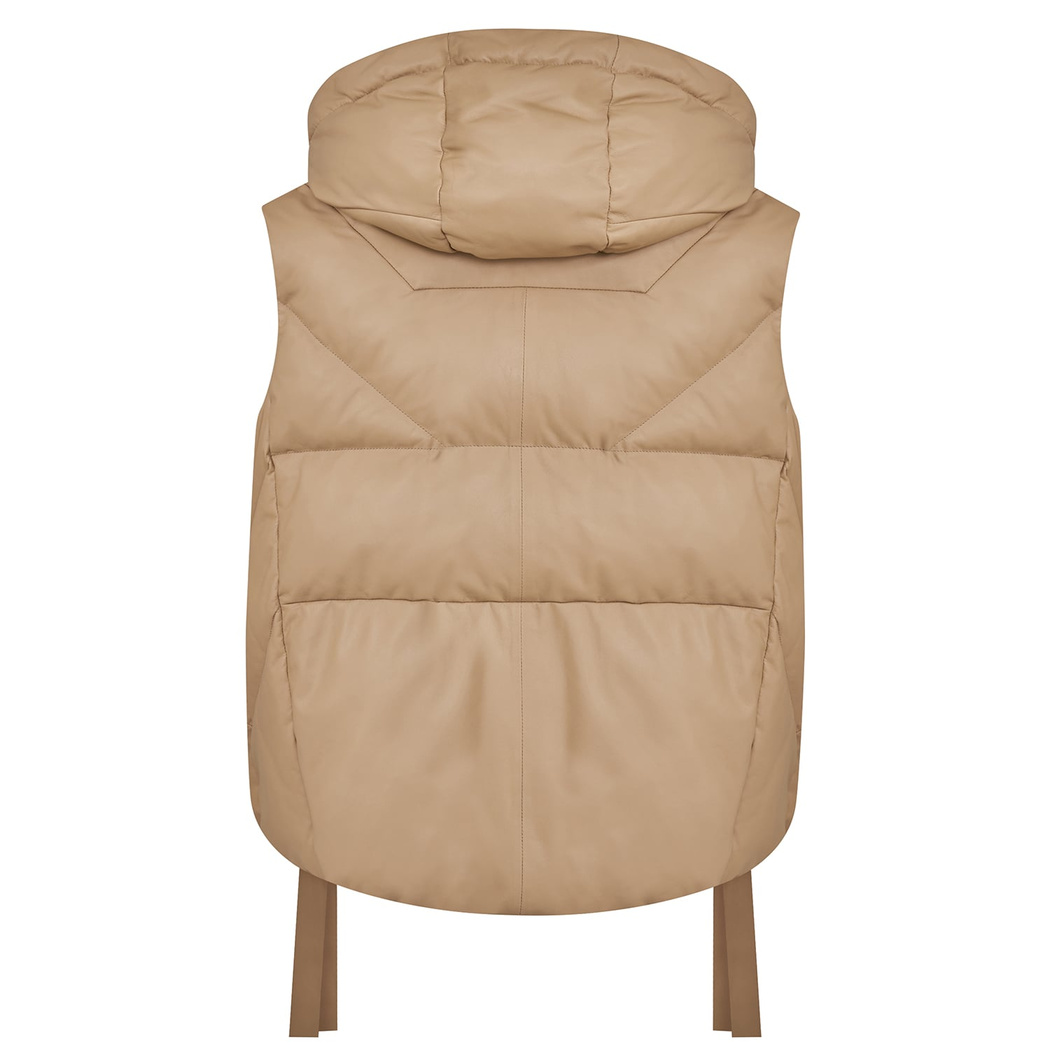 Karen Bej Kadın Puffer Deri Yelek