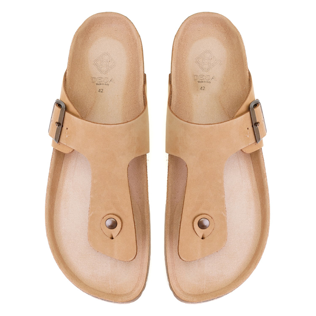 Karen Kahve Erkek Parmak Arası Nubuk Deri Terlik