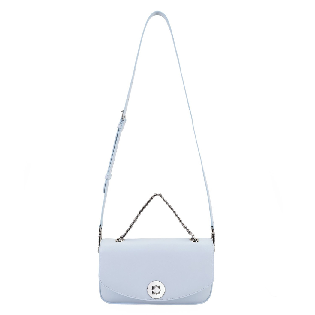 Karla Mavi Kadın Deri Omuz Çantası