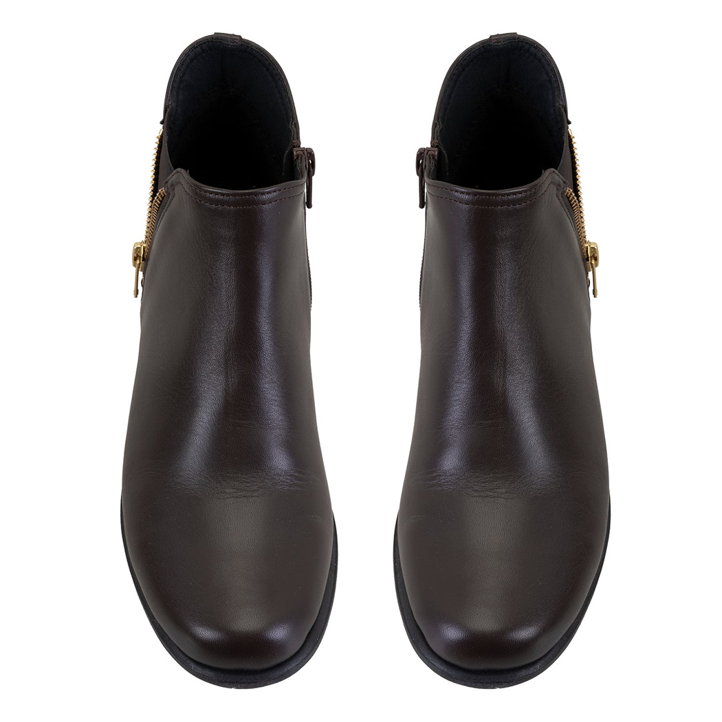 Karlee Kahve Kadın DesaComfort Fermuarlı Deri Bot