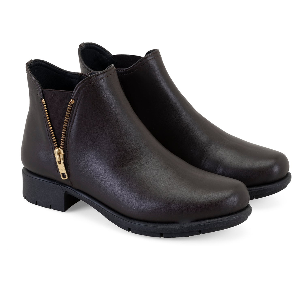 Karlee Kahve Kadın DesaComfort Fermuarlı Deri Bot